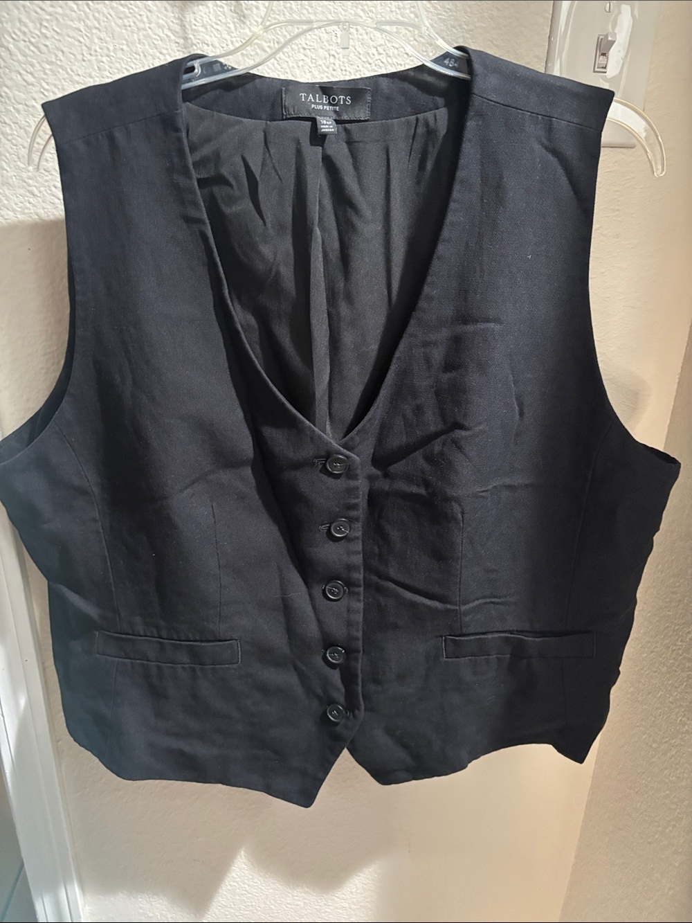 Talbots Black Five-Button Tailored Vest 18WP
